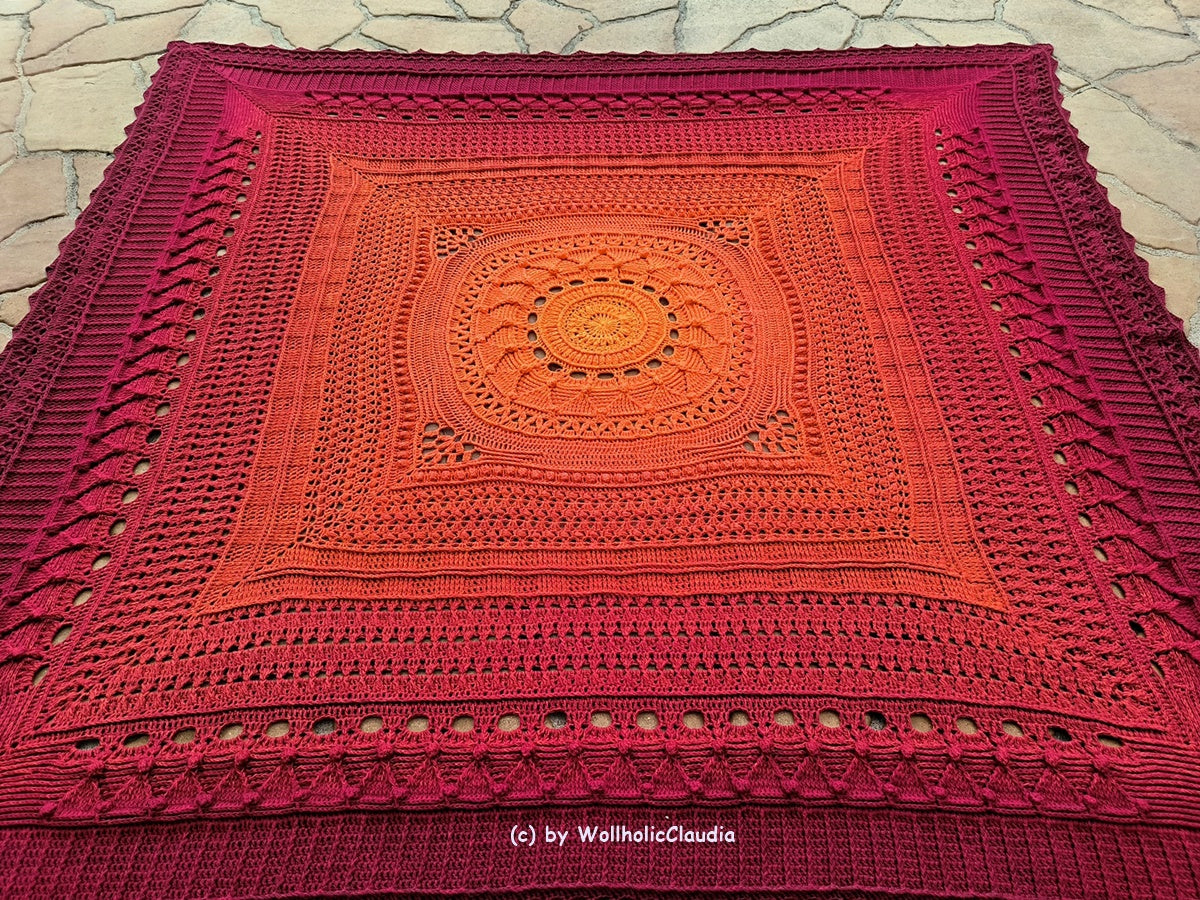 Häkelanleitung "Sunflower blanket" - Decke in 11 Teilen