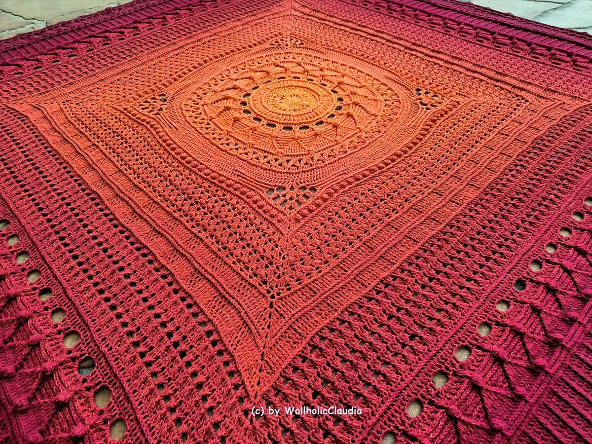 Häkelanleitung "Sunflower blanket" - Decke in 11 Teilen