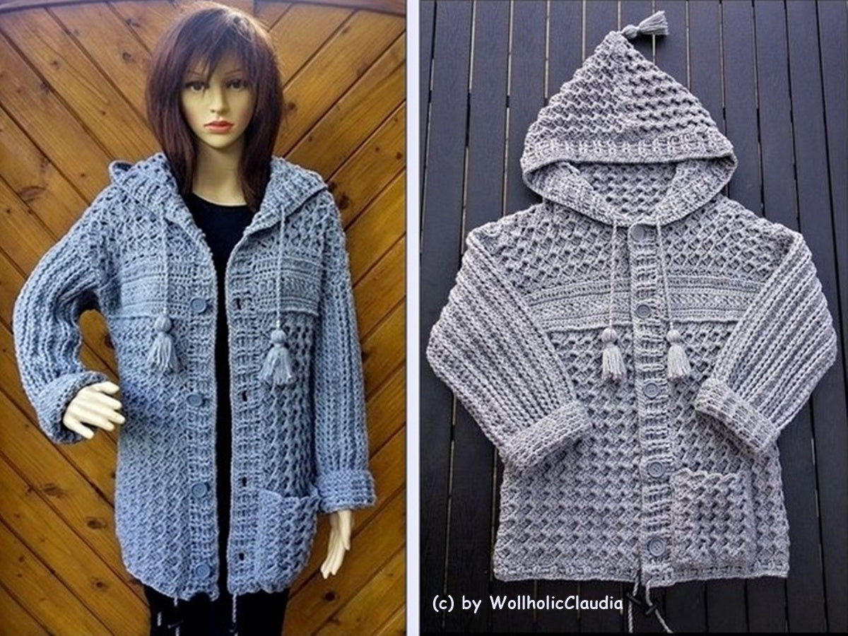 Häkelanleitung Jacke "Herbststurm - alle Größen