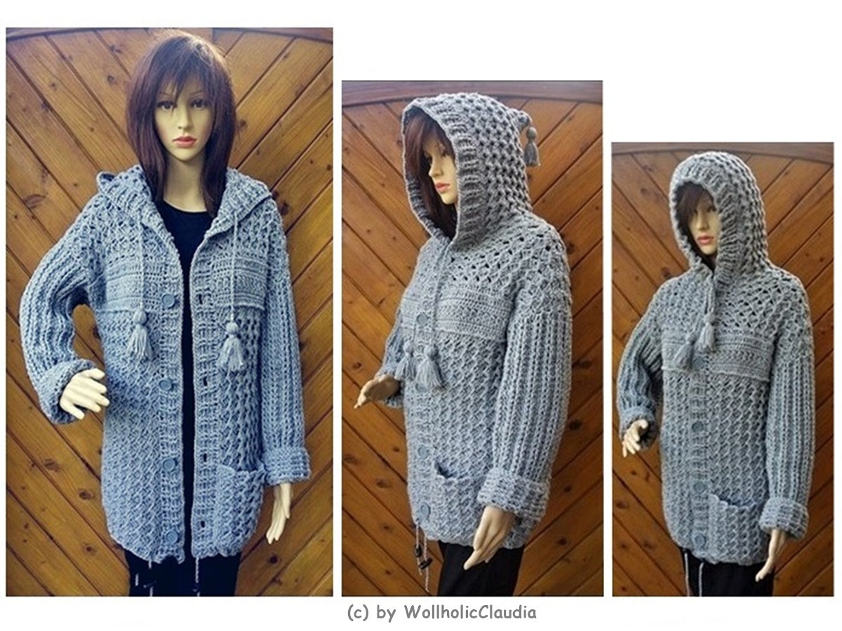 Häkelanleitung Jacke "Herbststurm - alle Größen