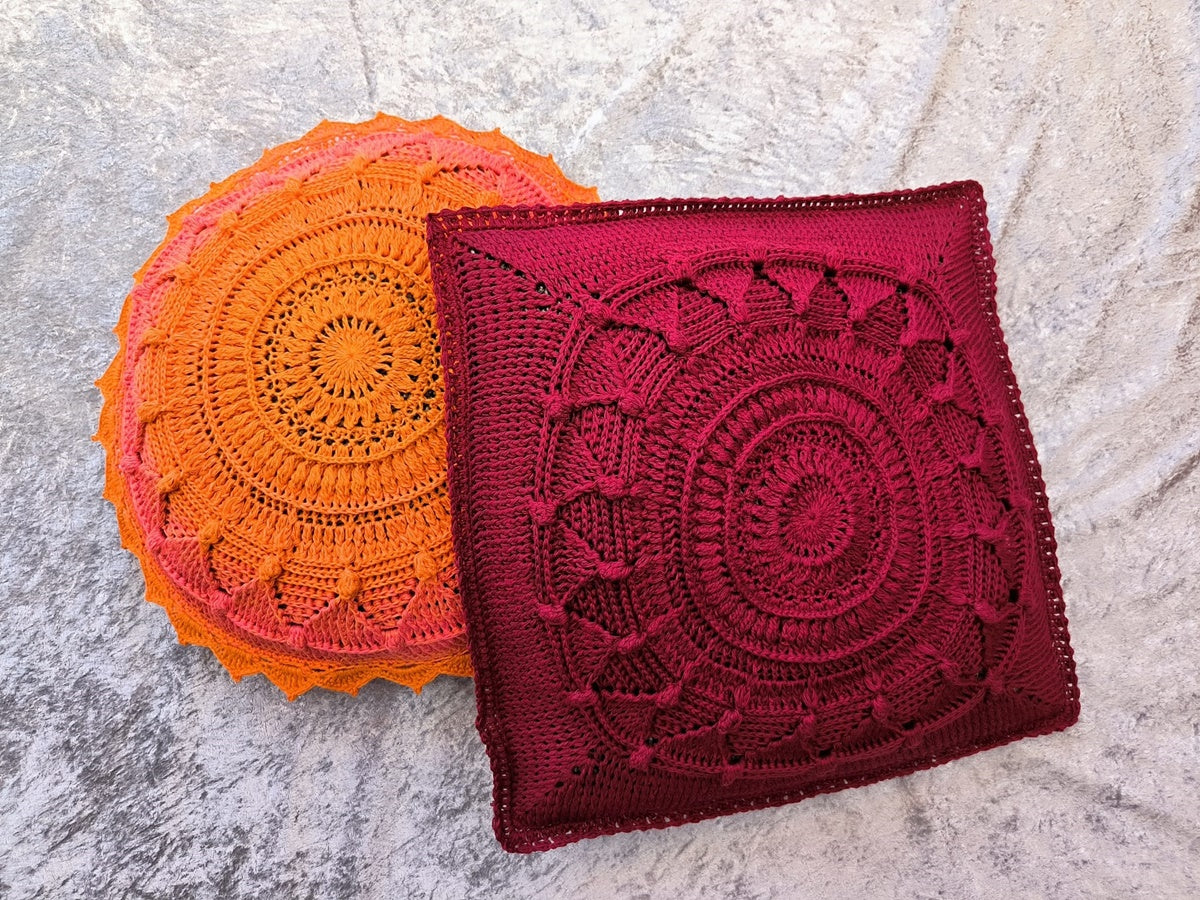 Häkelanleitung Kissen/ Kissenbezug Sunflower - rund und quadratisch - 2er Set
