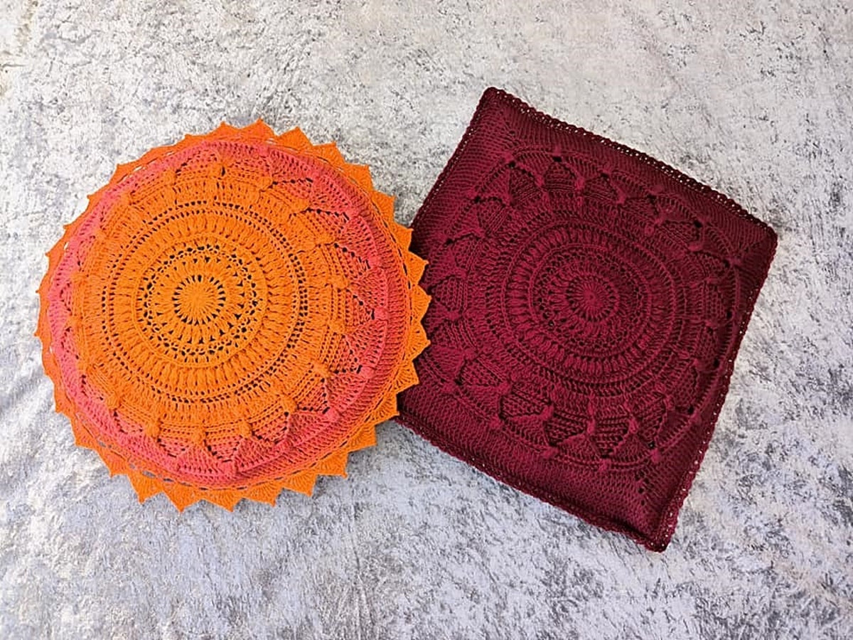 Häkelanleitung Kissen/ Kissenbezug Sunflower - rund und quadratisch - 2er Set