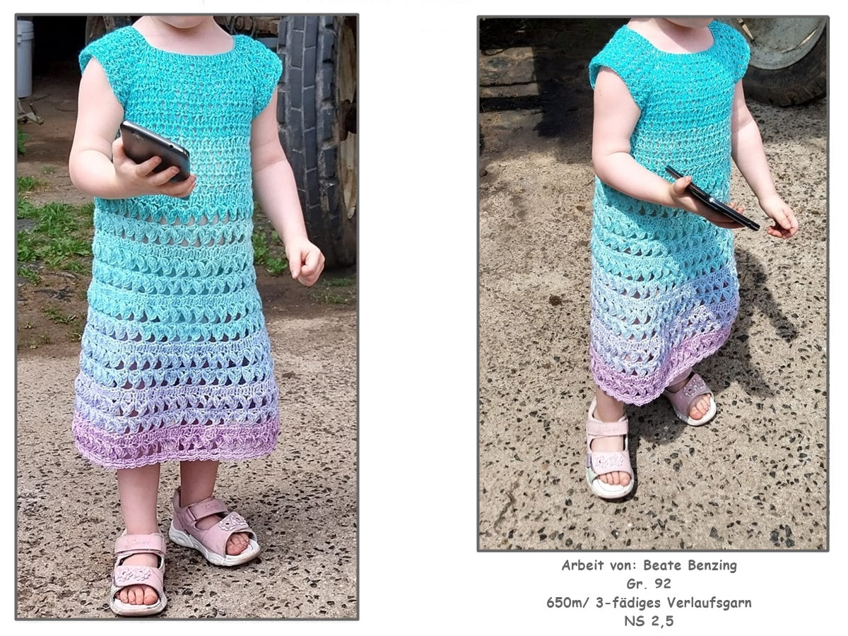 Häkelanleitung Kleid "Nelia" alle Kindergrößen