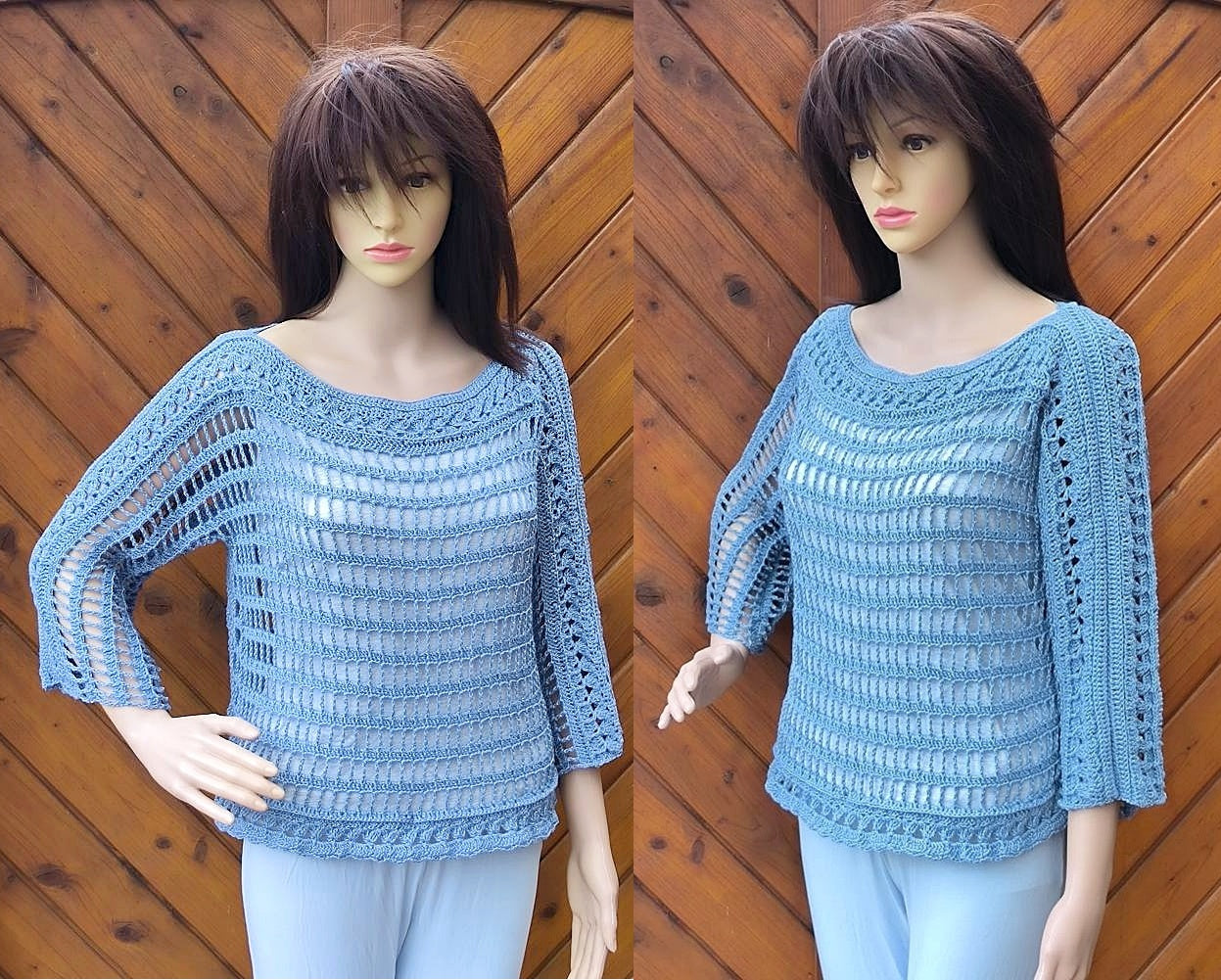 Häkelanleitung Pulli Pullover "Lochfraß" Alle Größen
