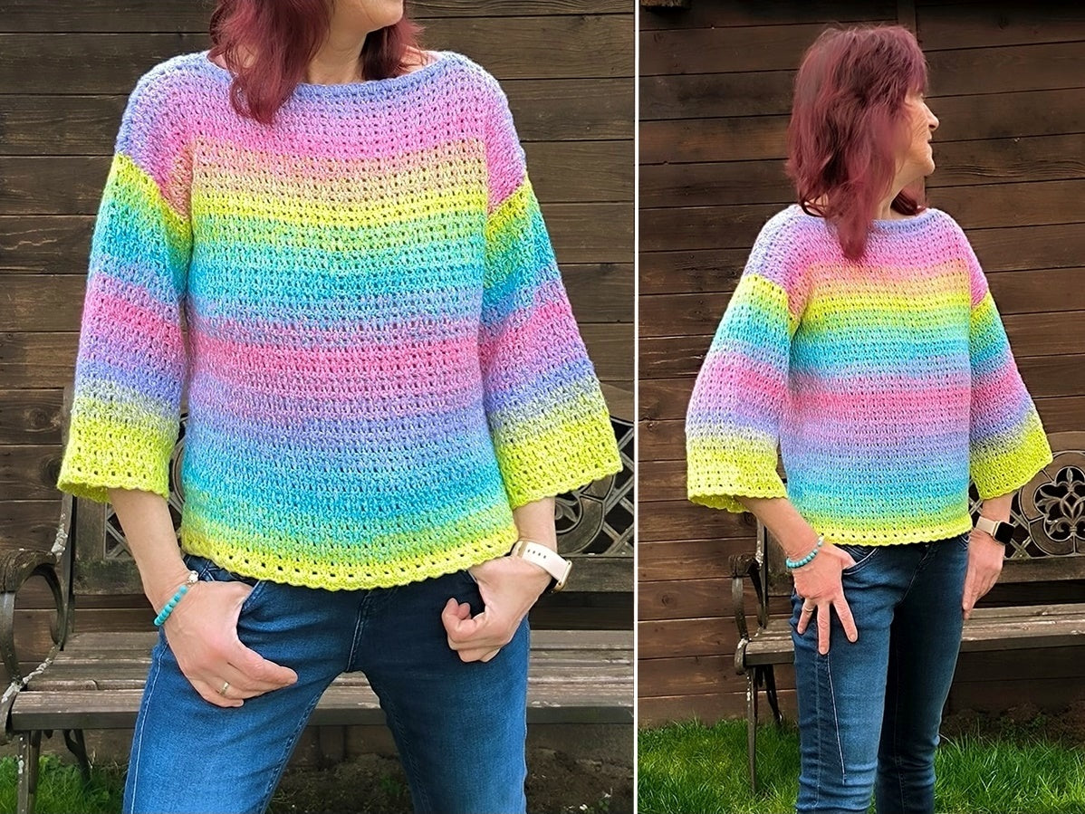 Häkelanleitung Pulli Pullover "Frühlingsstimmung" Alle Größen