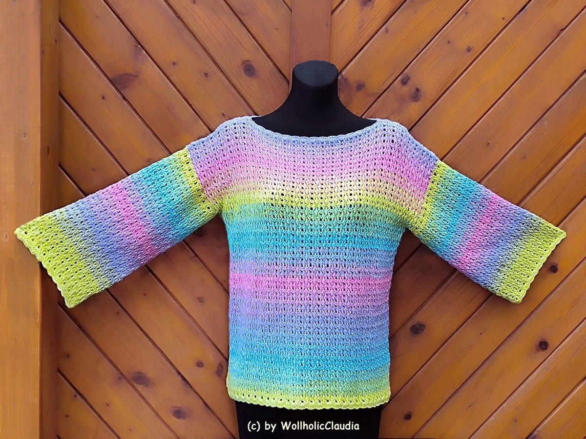 Häkelanleitung Pulli Pullover "Frühlingsstimmung" Alle Größen