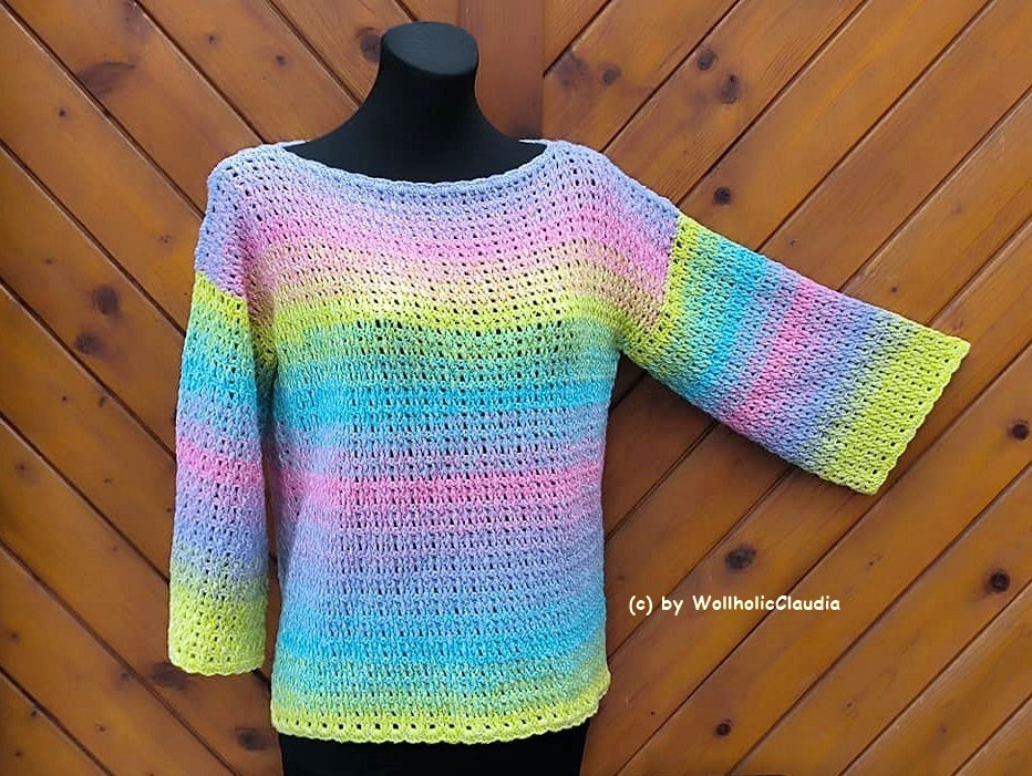 Häkelanleitung Pulli Pullover "Frühlingsstimmung" Alle Größen