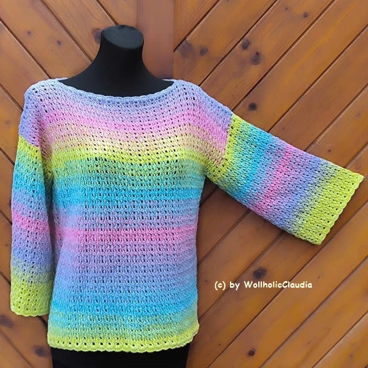 Häkelanleitung Pulli Pullover "Frühlingsstimmung" Alle Größen