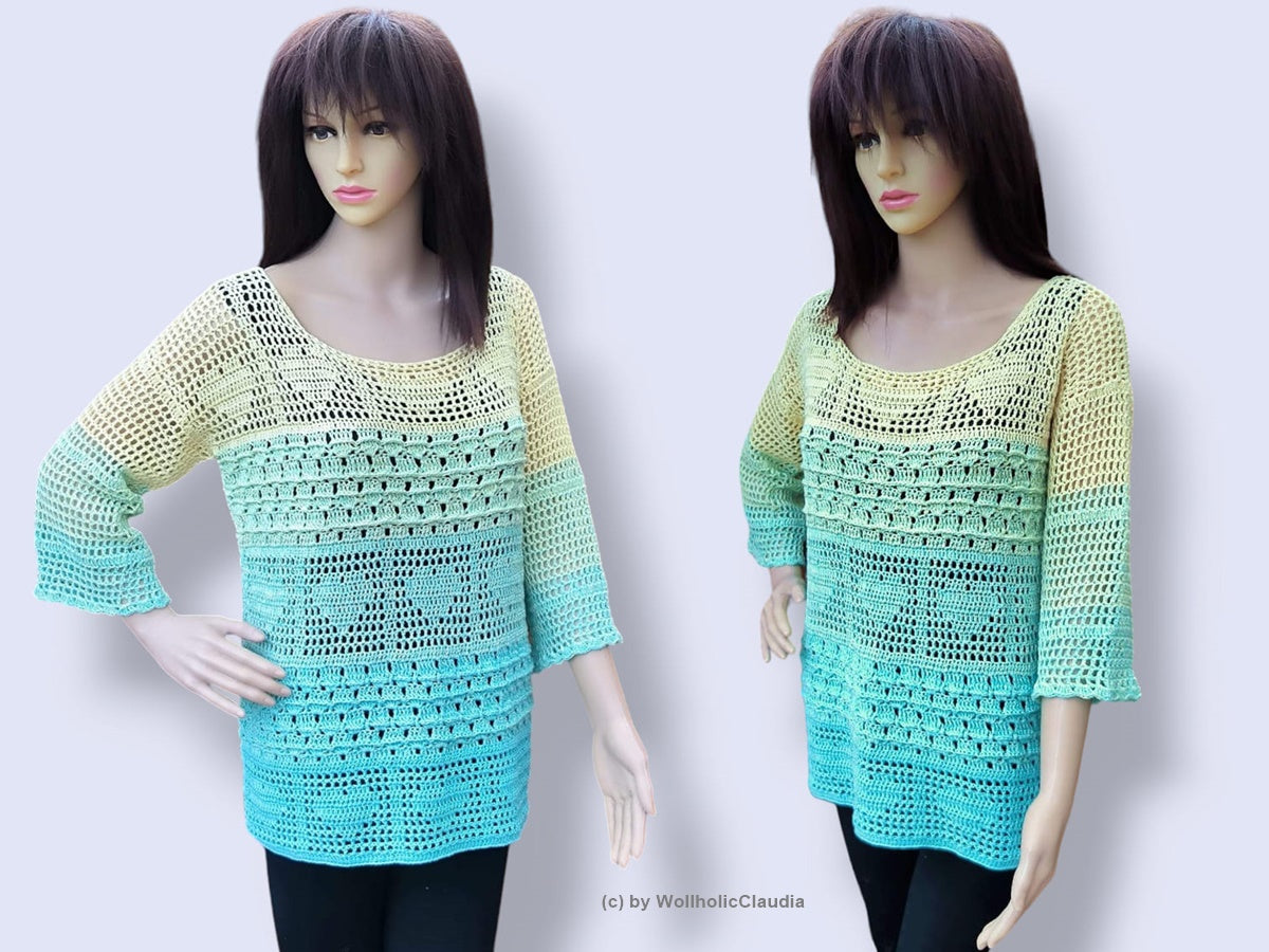 Häkelanleitung Pulli - Pullover "Herzdame" Alle Größen