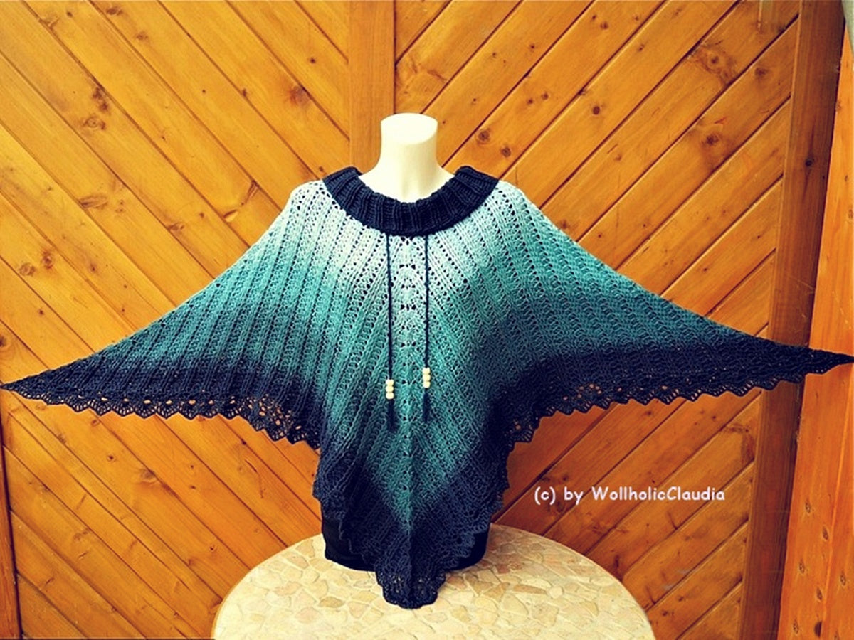 Häkelanleitung Poncho Mitternachtstraum + Mütze