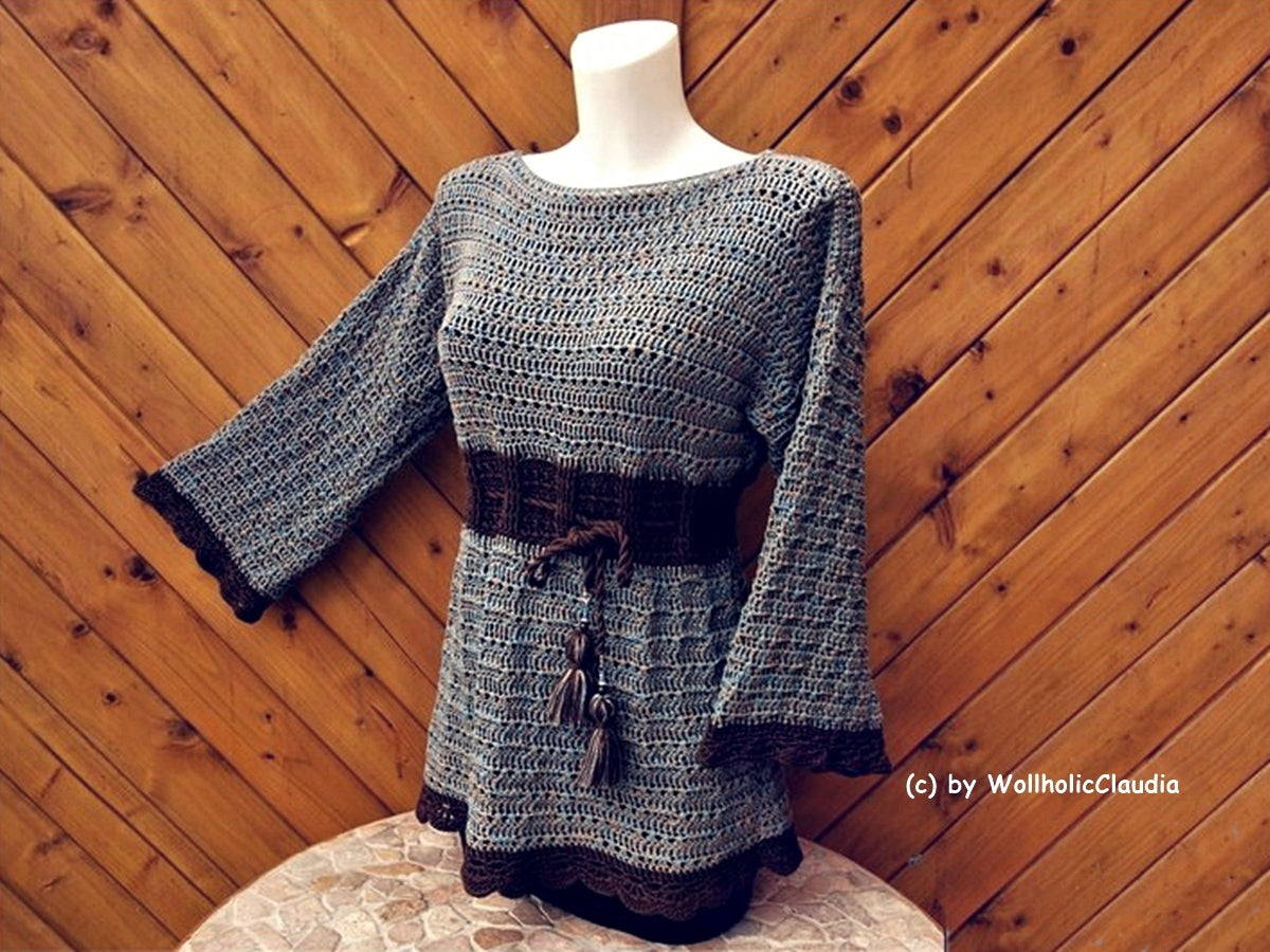 Häkelanleitung Tunika oder Pullover "Jennifer" Alle Größen