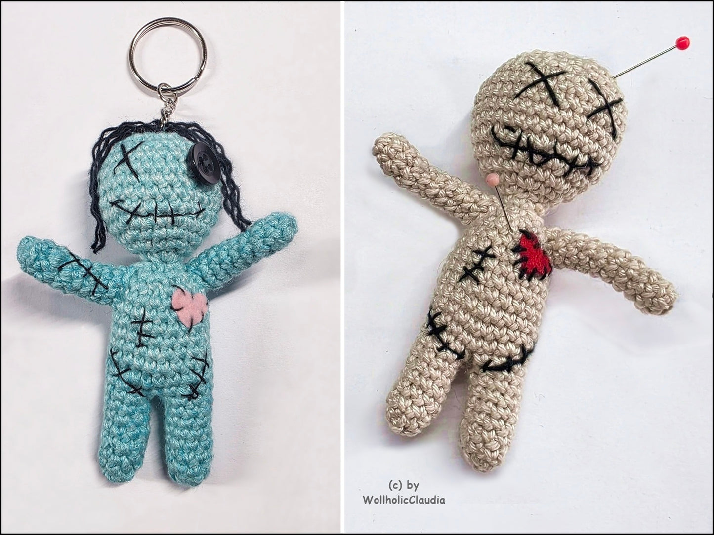 Häkelanleitung kleine Voodoo-Puppe - Schlüsselanhänger