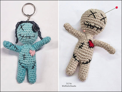 Häkelanleitung kleine Voodoo-Puppe - Schlüsselanhänger
