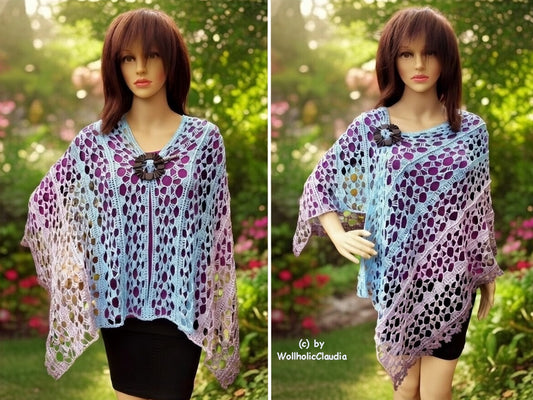 Häkelanleitung Stola "Blütentraum" Größe beliebig