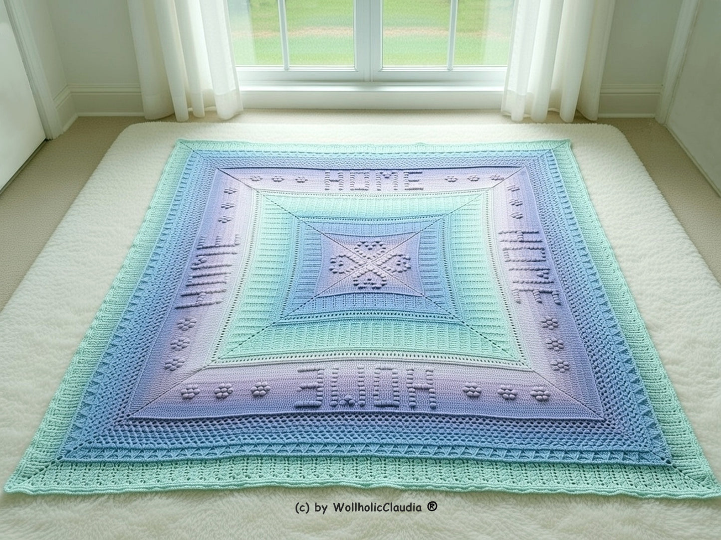 CAL Decke "Herzstück" - 9 Teile Häkelspaß