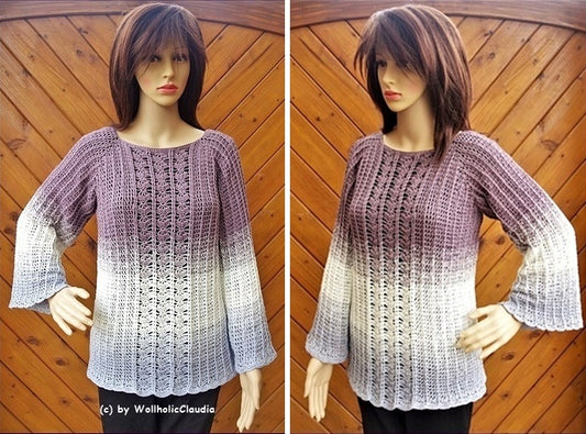 Häkelanleitung Pullover "Eiskristalle" Alle Größen