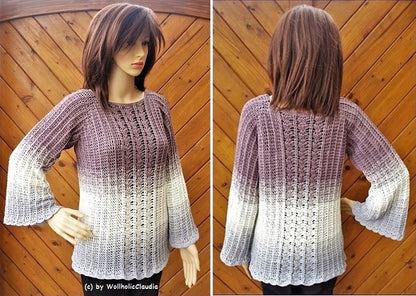 Häkelanleitung Pullover "Eiskristalle" Alle Größen