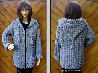Häkelanleitung Jacke "Herbststurm - alle Größen