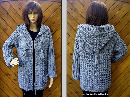 Häkelanleitung Jacke "Herbststurm - alle Größen