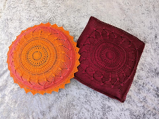 Häkelanleitung Kissen/ Kissenbezug Sunflower - rund und quadratisch - 2er Set