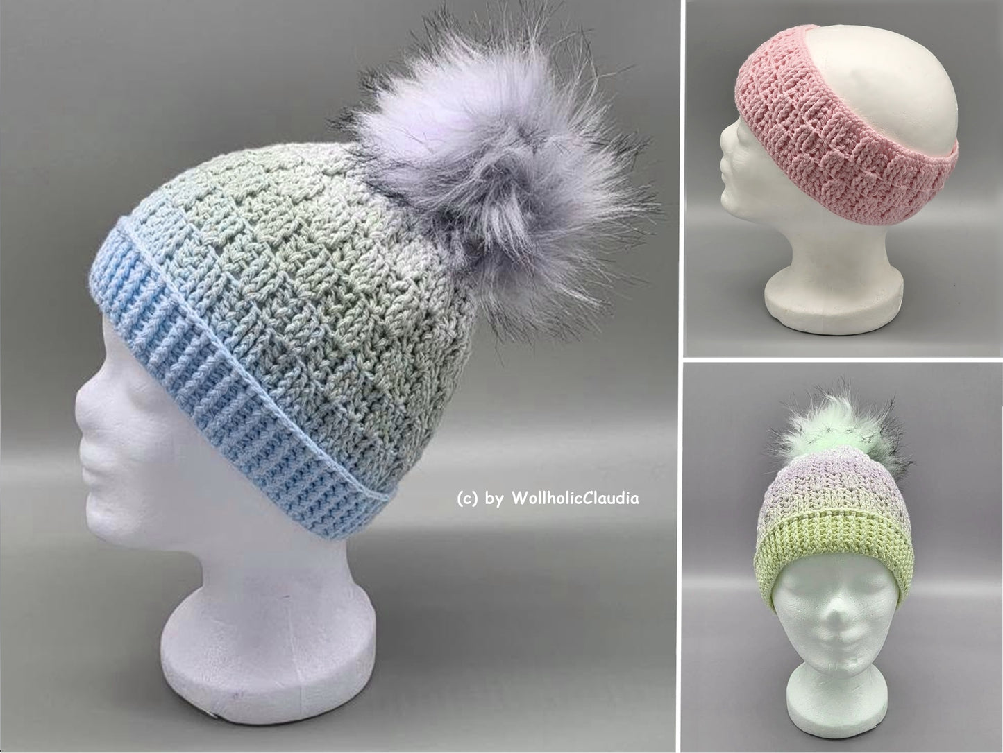 Häkelanleitung Set Mütze + Stirnband "Kleopatra" - alle Größen - unisex