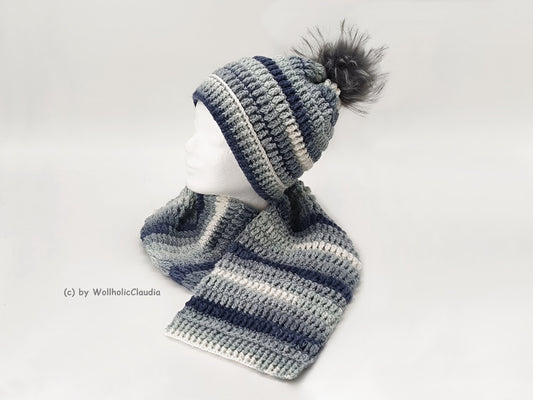 Häkelanleitung Set "Wintertag" Mütze + Schal