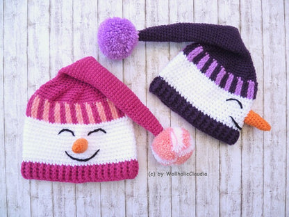 Häkelanleitung Mütze "Schneemann" - 3 Größen