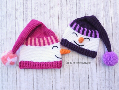 Häkelanleitung Mütze "Schneemann" - 3 Größen