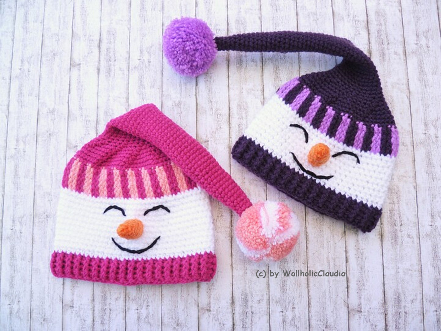 Häkelanleitung Mütze "Schneemann" - 3 Größen