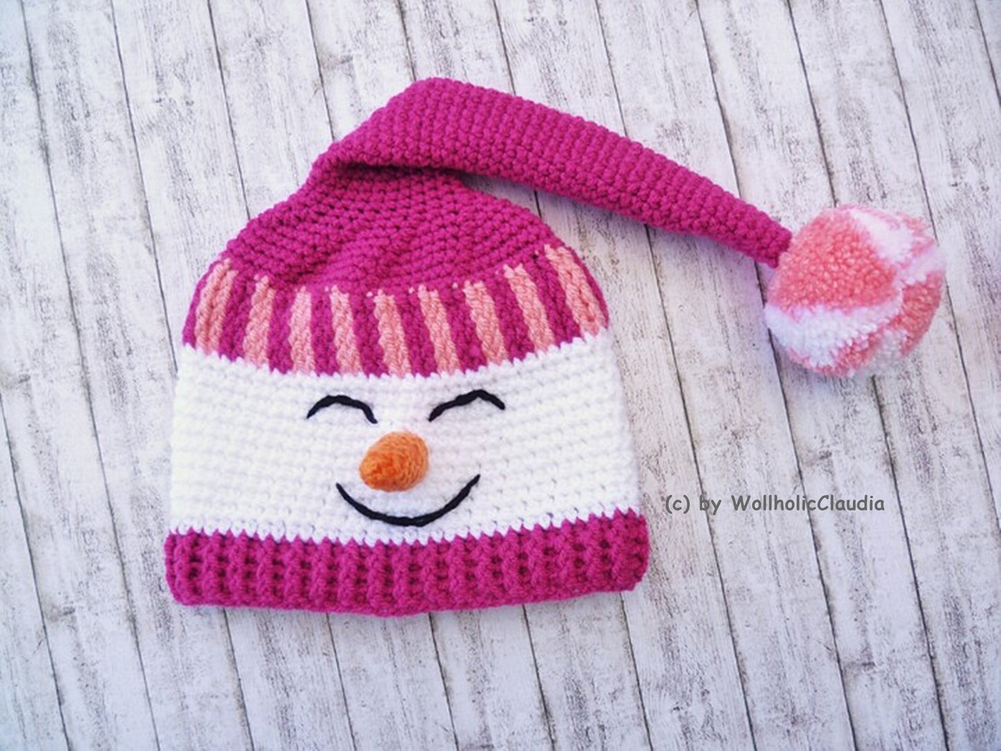 Häkelanleitung Mütze "Schneemann" - 3 Größen