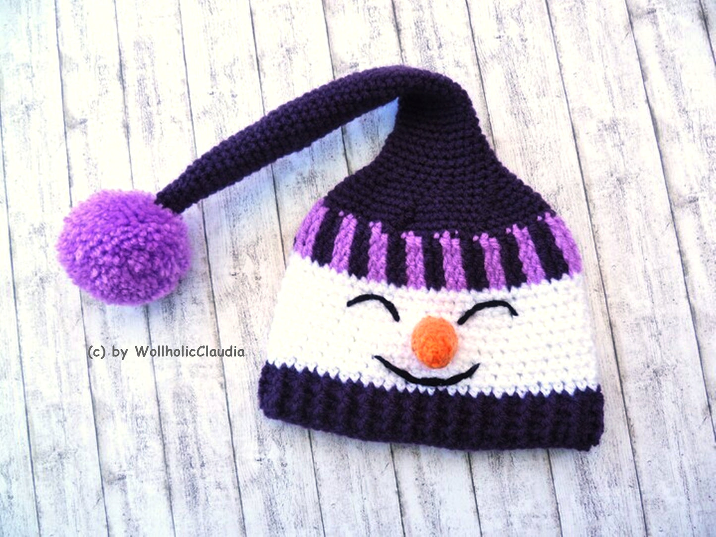 Häkelanleitung Mütze "Schneemann" - 3 Größen
