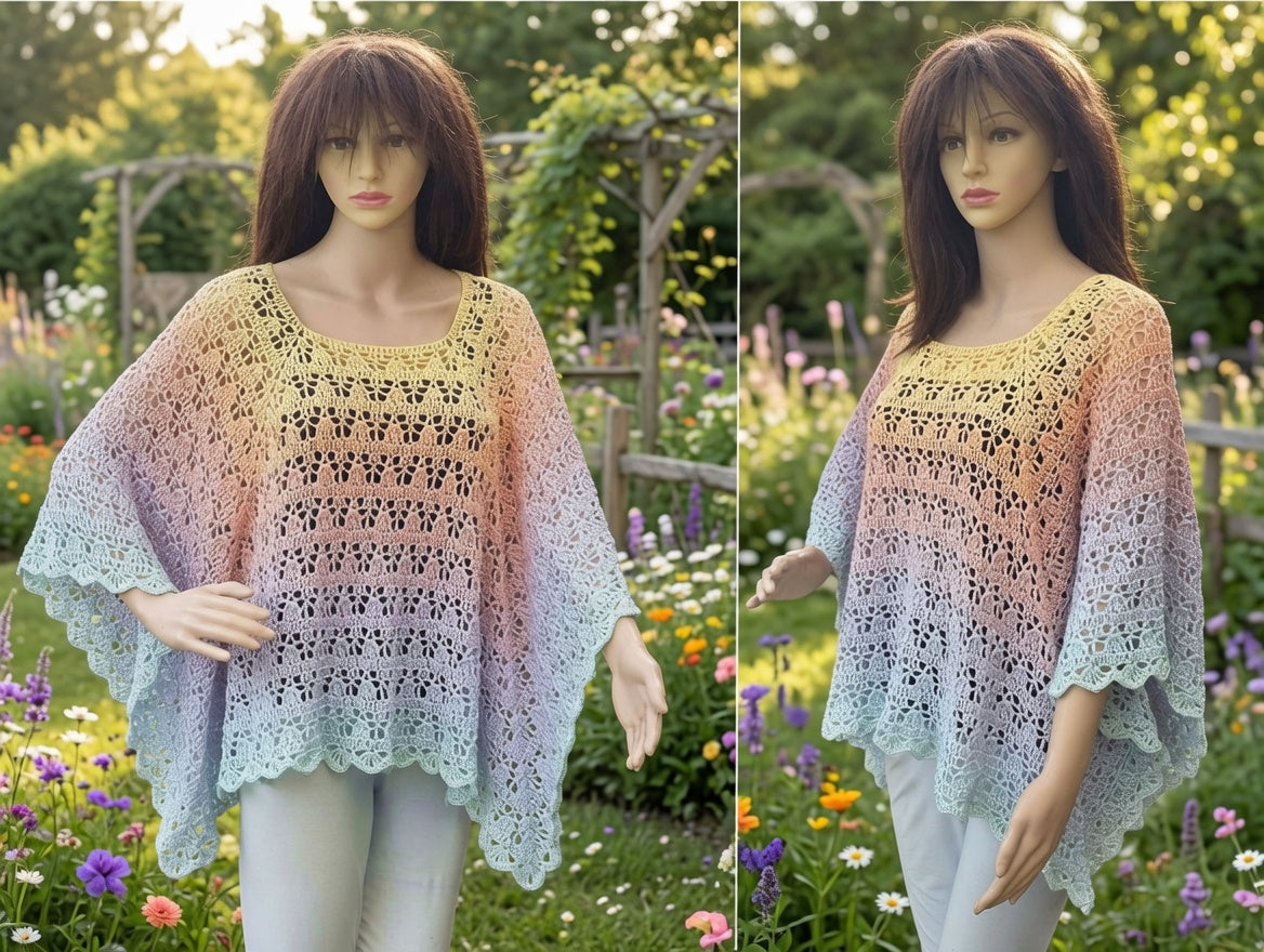 Häkelanleitung Poncho "Sommerblüte"