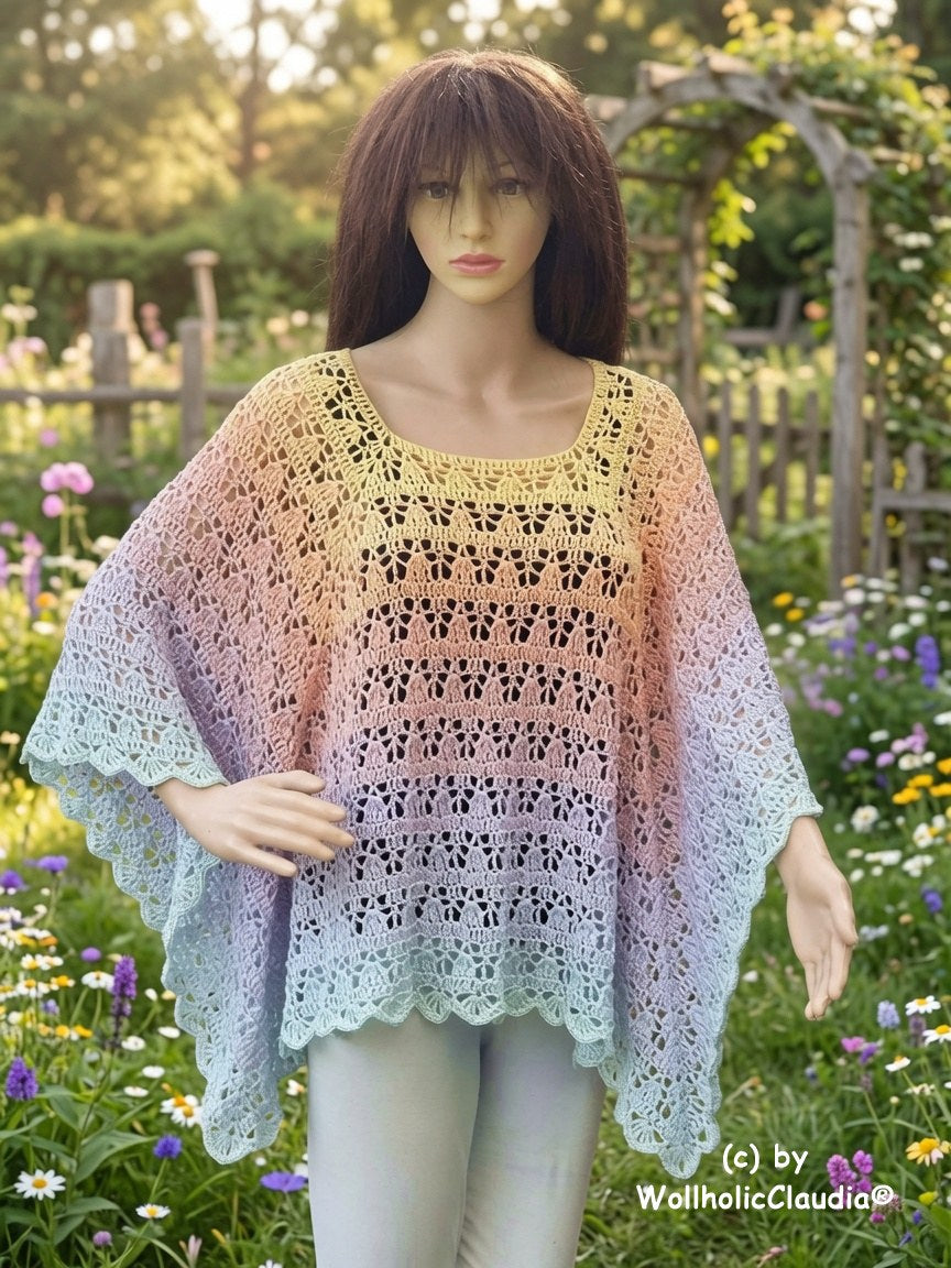 Häkelanleitung Poncho "Sommerblüte"