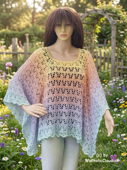 Häkelanleitung Poncho "Sommerblüte"