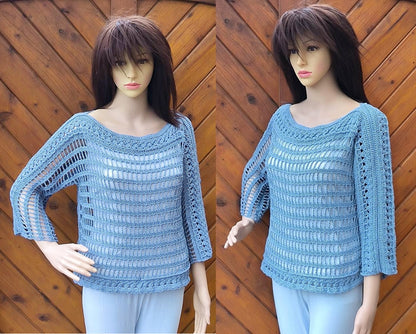 Häkelanleitung  Pulli Pullover "Lochfraß" Alle Größen