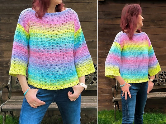 Häkelanleitung  Pulli Pullover "Frühlingsstimmung" Alle Größen