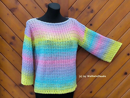 Häkelanleitung  Pulli Pullover "Frühlingsstimmung" Alle Größen