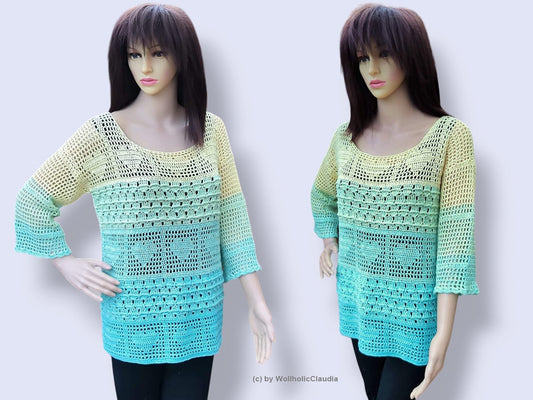 Häkelanleitung Pulli - Pullover "Herzdame" Alle Größen