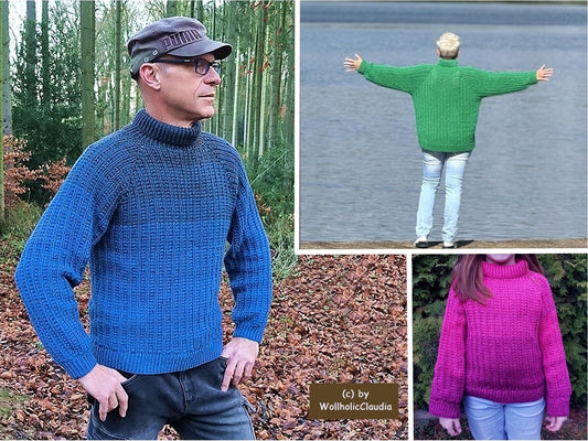 Häkelanleitung Pullover "Wetterfest" für Damen, Herren oder Kinder