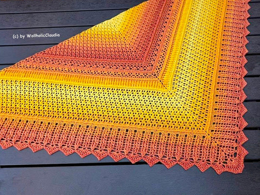 Häkelanleitung Tuch "Sonnenuhr"