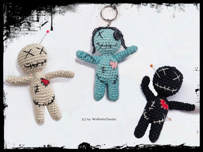 Häkelanleitung kleine Voodoo-Puppe - Schlüsselanhänger
