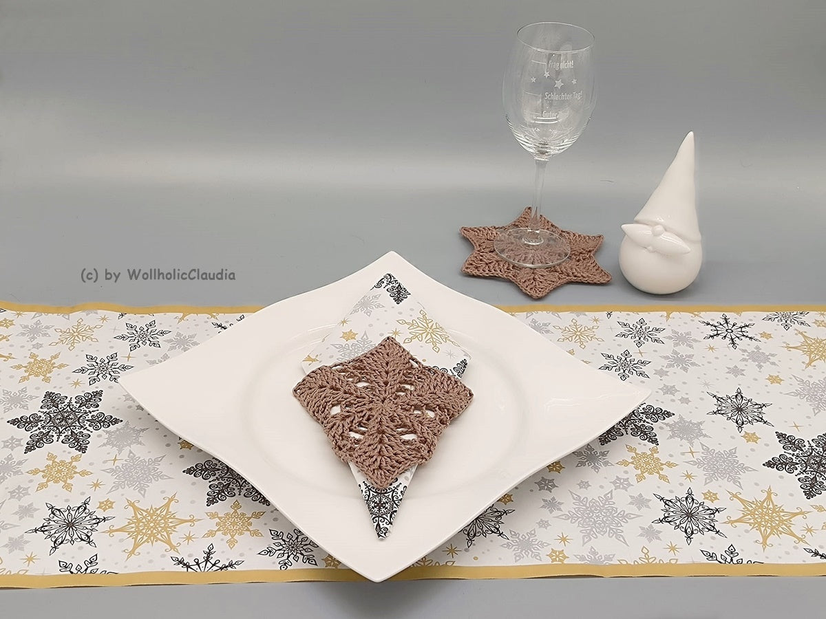 Häkelanleitung Serviettenhalter/ Untersetzer/ Tischläufer / Fenster-Stern