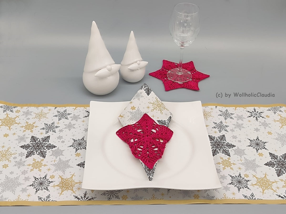 Häkelanleitung Serviettenhalter/ Untersetzer/ Tischläufer / Fenster-Stern