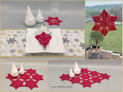 Häkelanleitung Serviettenhalter/ Untersetzer/ Tischläufer / Fenster-Stern