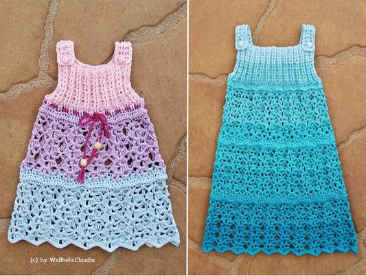 Häkelanleitung Kleid/ Stufenkleid "Lina"  - Größe beliebig