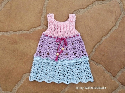 Häkelanleitung Kleid/ Stufenkleid "Lina"  - Größe beliebig