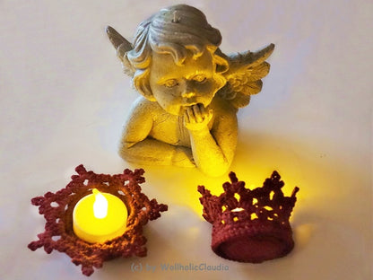 Häkelanleitung LED Teelichthalter Krönchen oder Stern