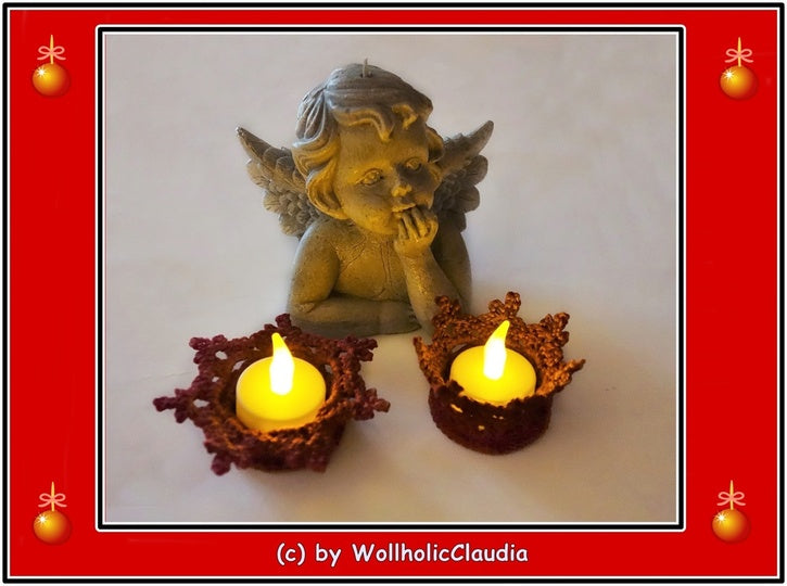 Häkelanleitung LED Teelichthalter Krönchen oder Stern