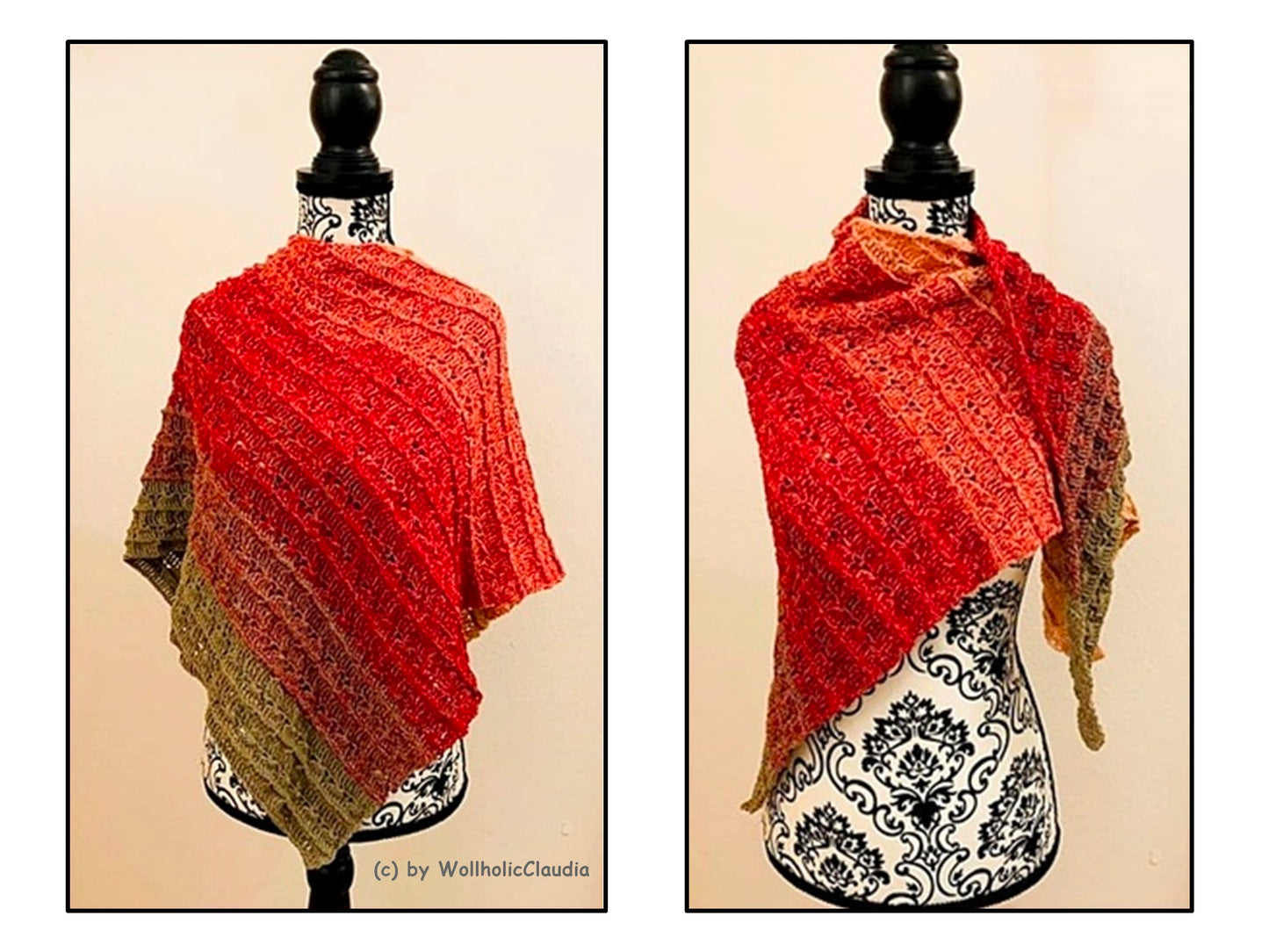 Häkelanleitung Tuch "Wollholic" 2 Varianten - Dreieckstuch + asymmetrisch